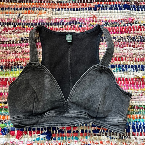 Women's Cropped Denim Vest - Wild Fable Black Wash Size L - Picture 1 of 3